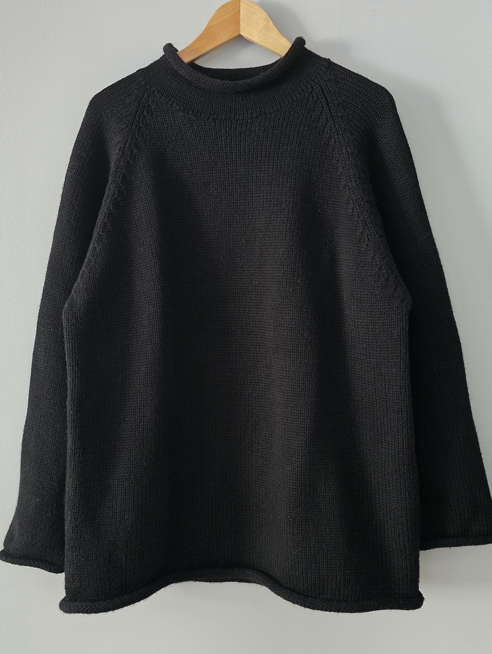 Vintage 80's FORENZA Black Oversized Heavy Knit Roll Tabs Sweater Size M